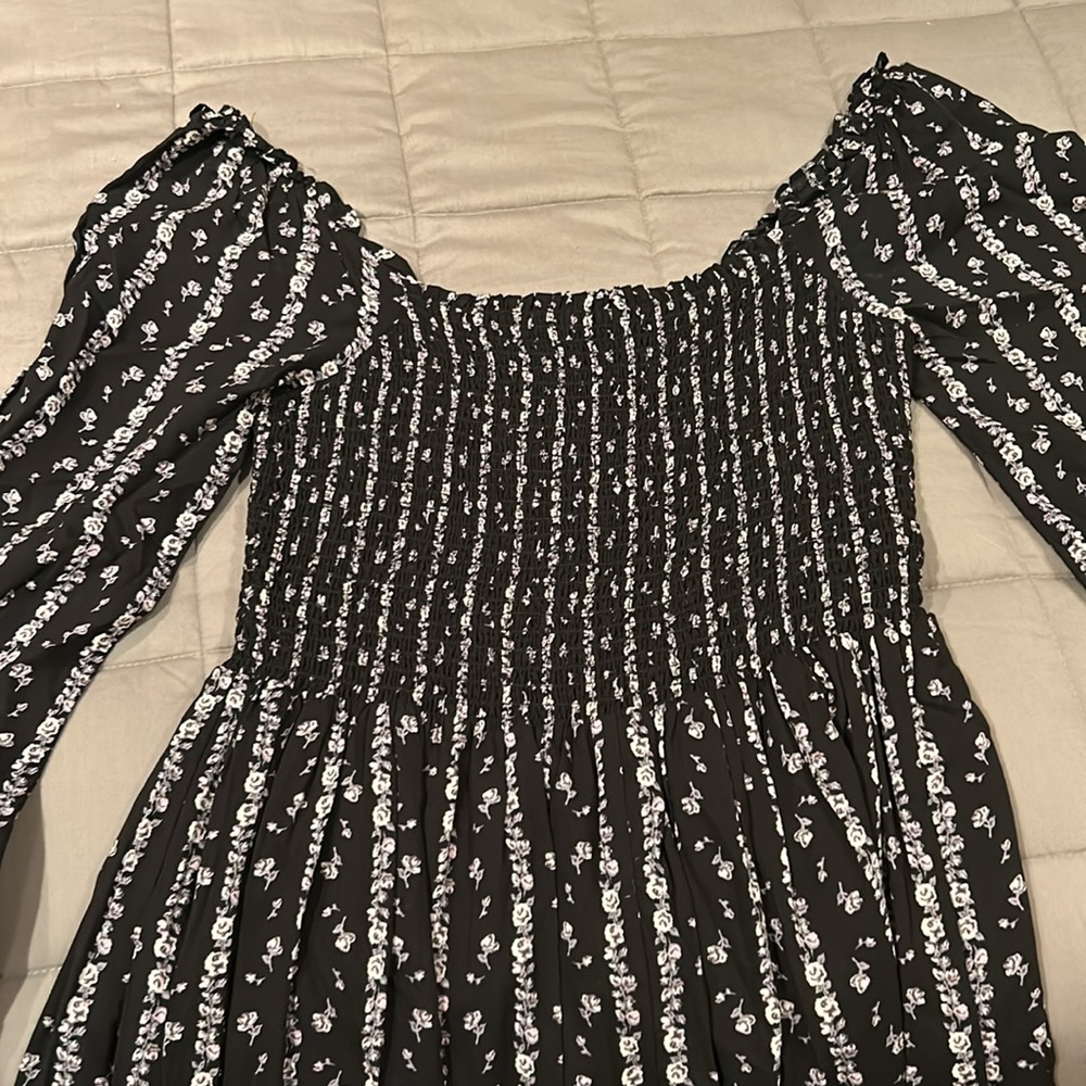 Paige small dress black and white smocked bodice